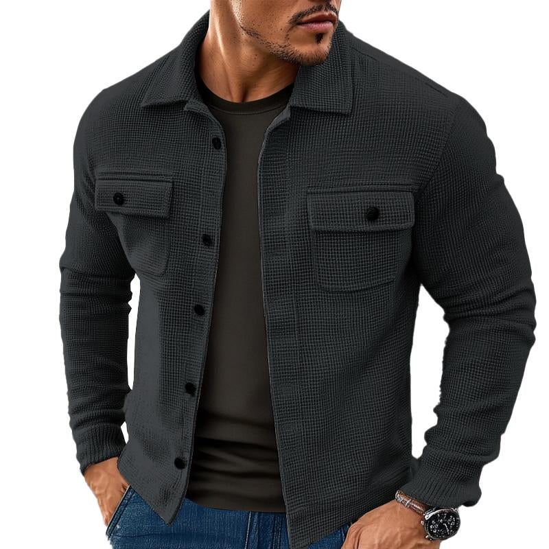 【Envío en 24 horas】Chaqueta vintage con solapa lisa tipo gofre para hombre 23801065X