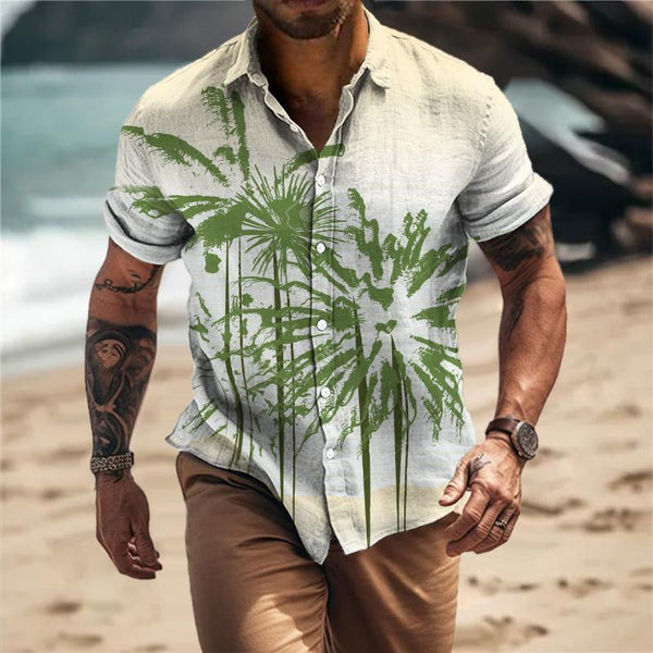 Men's Casual Beach Coconut Short Sleeve Shirt 05936588TO