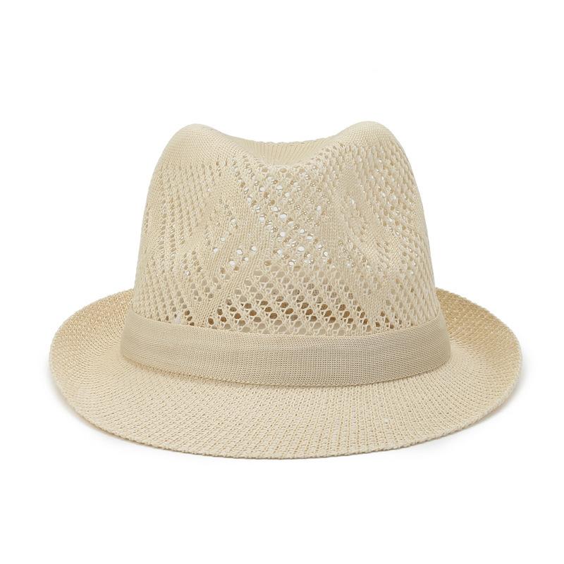 Men's Hollow Breathable Sun Protection Jazz Hat 37772138Z