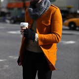 Men's Vintage Solid Color Wool Blend Round Neck Single Breasted Slim Coat 71510886M