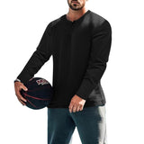Men's Solid Henley Collar Long Sleeve Sports Casual T-shirt 44858744Z