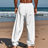 Men's Lace-up Beach Breathable Cotton and Linen Loose Pants 30111852X