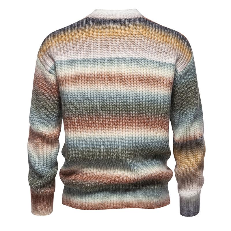 Pull à col rond en laine de mouton Colorblock pour hommes 72493663U