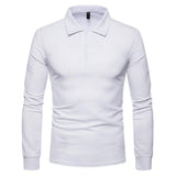 Men's Casual Solid Color Lapel Long Sleeve POLO Shirt 97460501Y