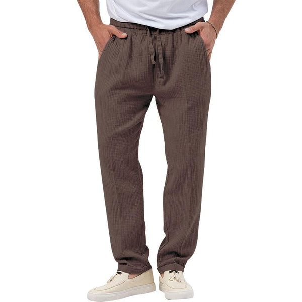 Men's Casual Breathable Solid Color Loose Elastic Waist Trousers 54375023M