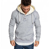 Men's Classic Casual Slim Fit Button-stitched Solid Color Hoodie 89327392K