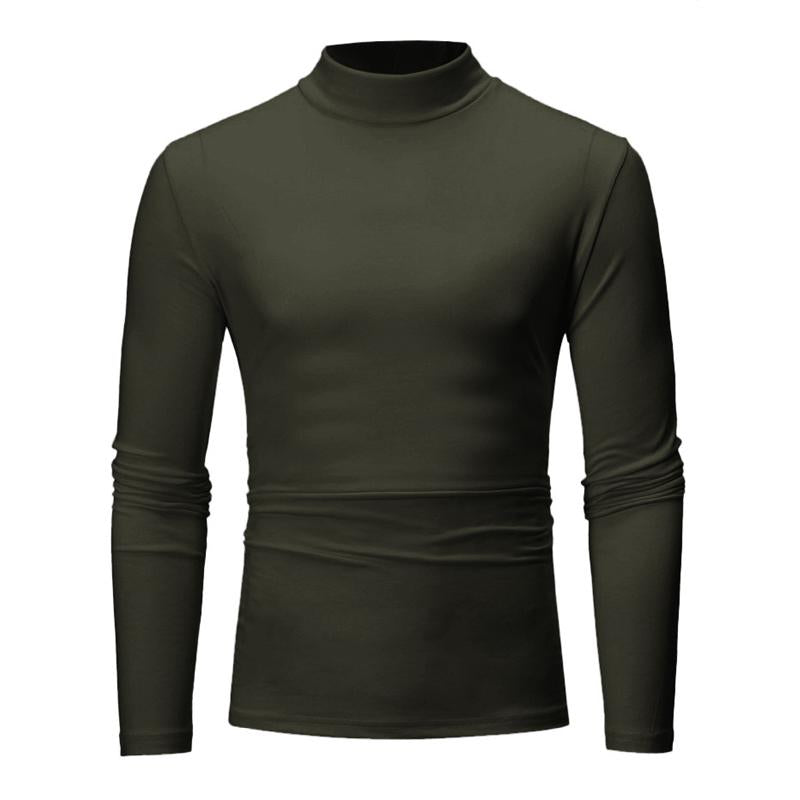 Men's Solid Color Half Turtle Neck Long Sleeve T-Shirt 91291121X