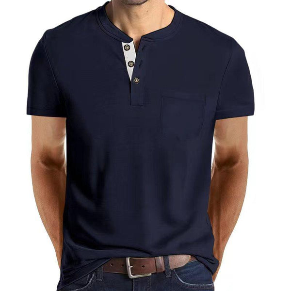 Men's Casual Solid Color Chest Pocket Short Sleeve T-Shirt 22833154Y