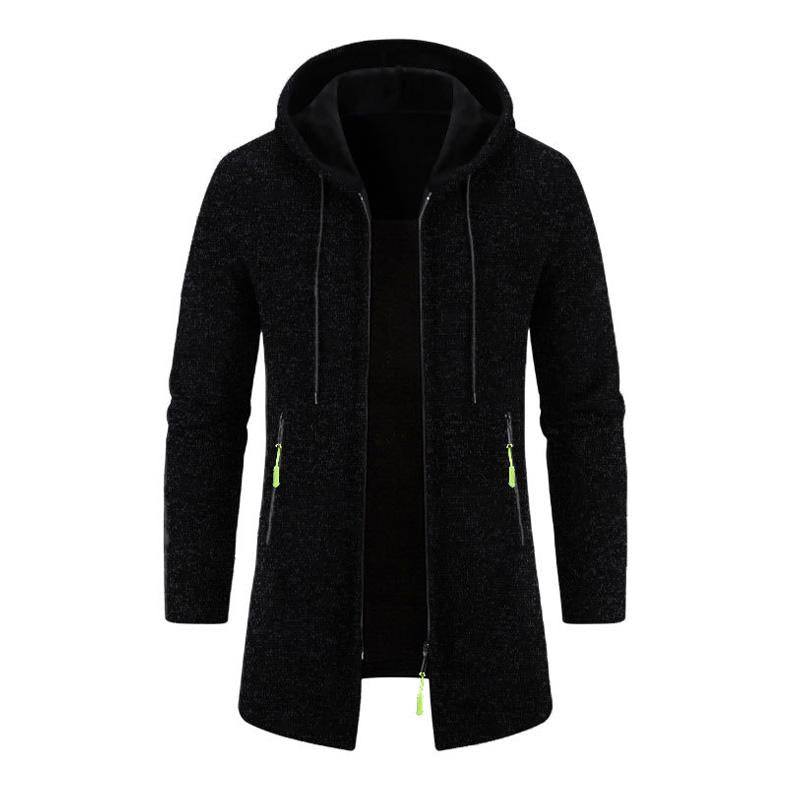 Men's Loose Hooded Zipper Mid-Length Coat 70465461X