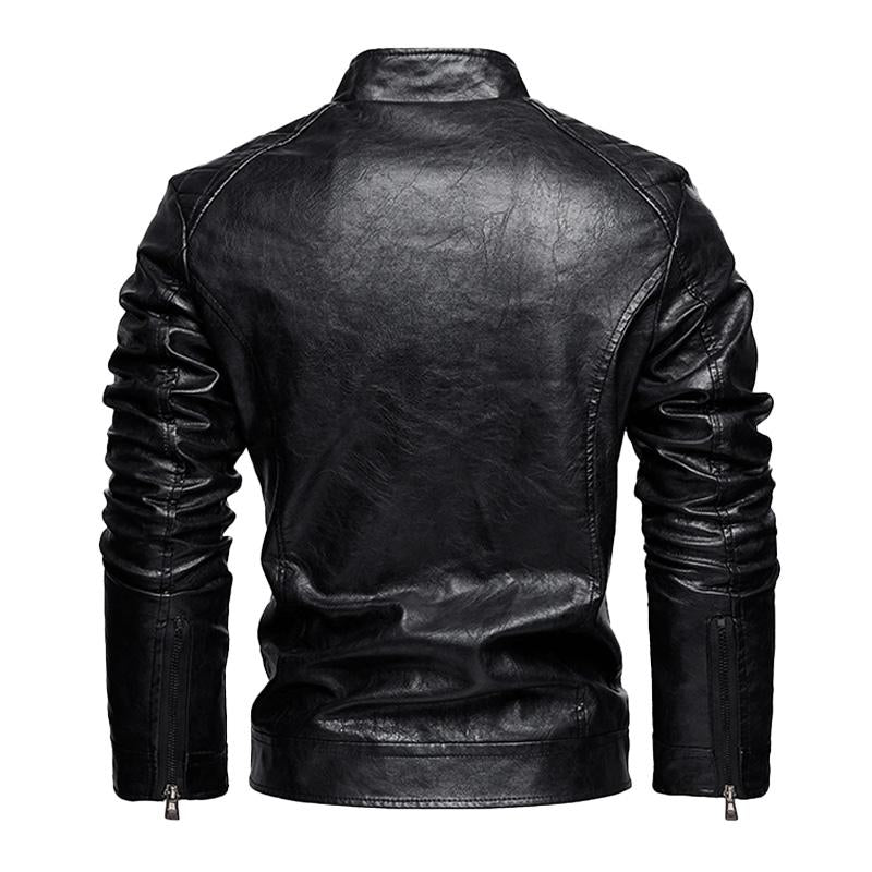 Men's American Retro Leather Motorcycle Jacket 27568455X