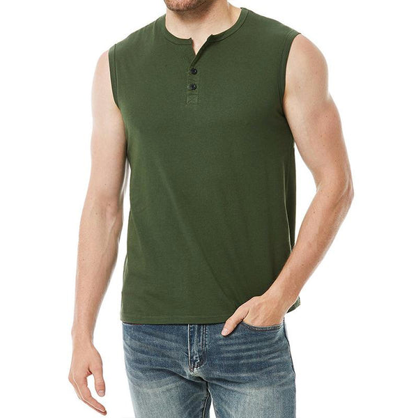 Men's Casual Solid Color Sports Slim Cotton Blend Tank Top 83630157M