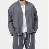 Men's Solid Color V-neck Casual Sports Jacket 69883198X