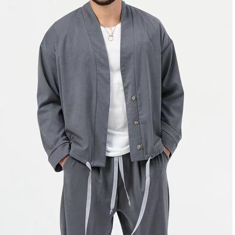 Men's Solid Color V-neck Casual Sports Jacket 69883198X