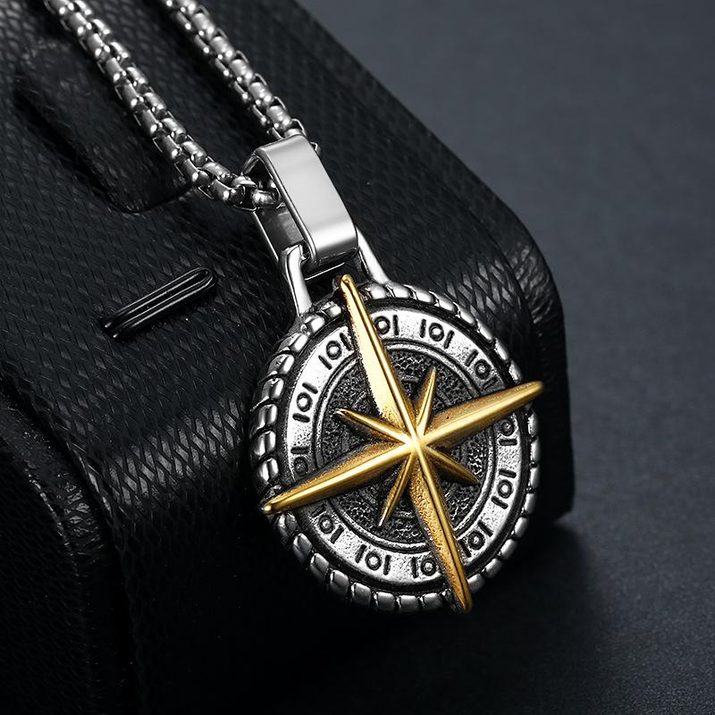 Vintage Casual Nautical Compass Necklace 79141445TO