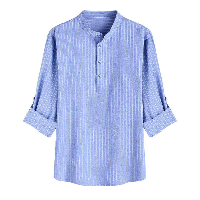 Men's Casual Striped Stand Collar Shirt 46567929X