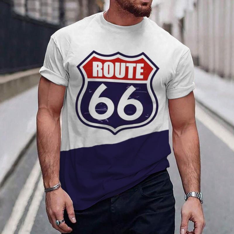 Men's Casual Route 66 Short Sleeve T-Shirt 13950486TO