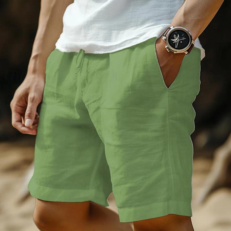 Men's Casual Breathable Linen Elastic Waist Shorts 52264135M