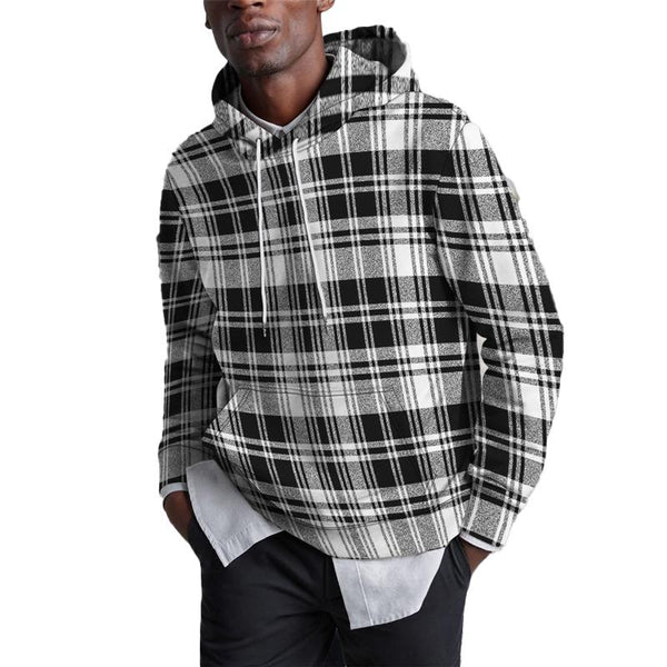 Men's Casual Hooded Plaid Print Sweatshirt 89949100X