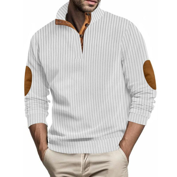 Men's Stand Collar Vertical Striped Jacquard Long Sleeve Sweatshirt 41942789Z