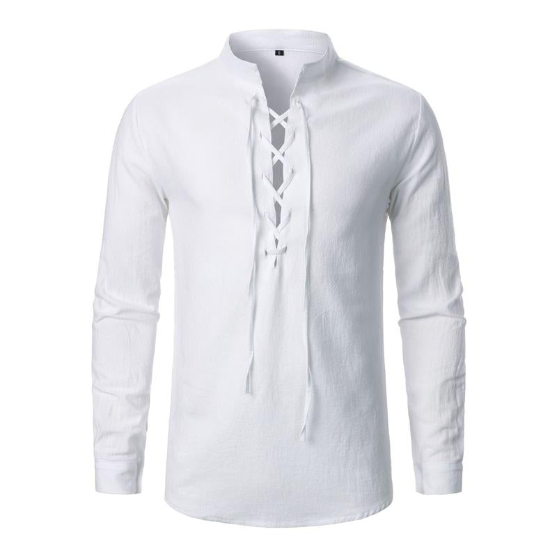 Chemise décontractée à manches longues en coton et lin pour hommes 63529919U