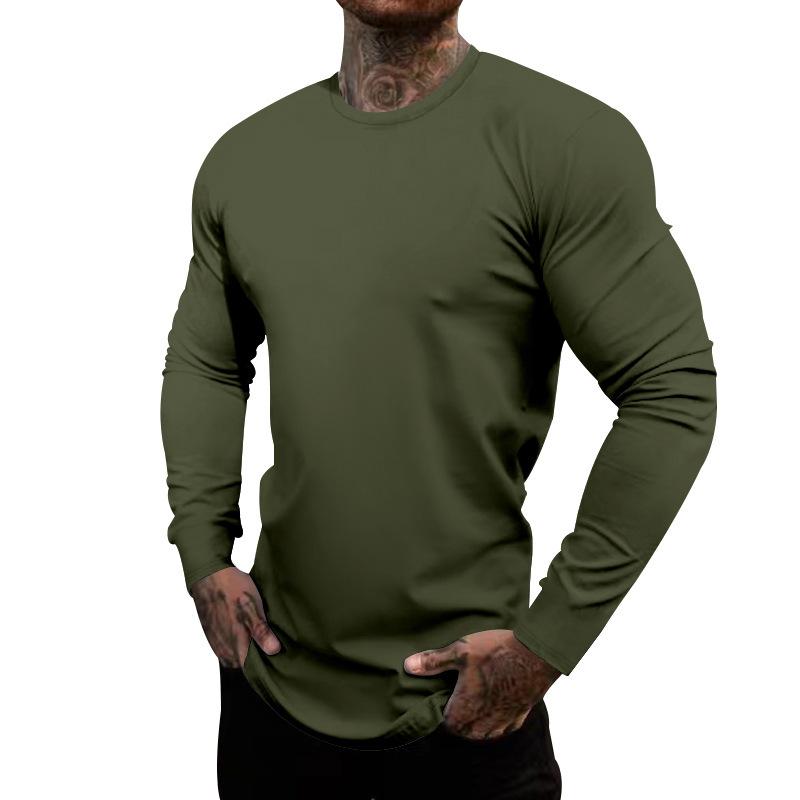 Men's Casual Cotton Blended Round Neck Slim Fit Long Sleeve T-Shirt 69570431M