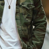Men's Camouflage Canvas Retro Wear Lapel Jacket 18911497X