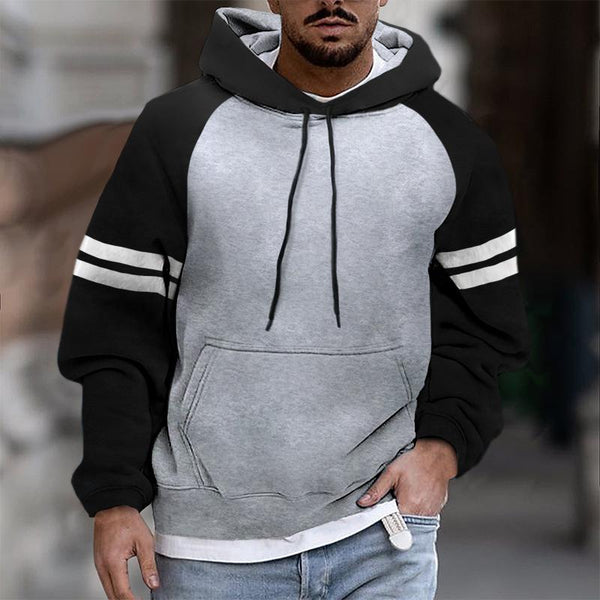 Men's Casual Striped Colorblock Hooded Sweatshirt 85390729TO