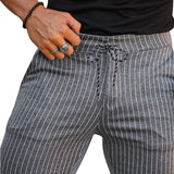 Mens Striped Drawstring Waist Slim Pencil Pants 33694968Z