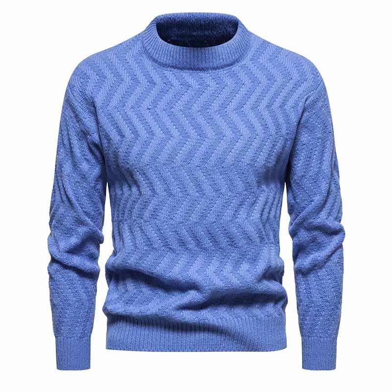 Men's Round Neck Knitted Solid Color Pullover Sweater 01753662X
