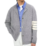 Men's Solid Color Round Neck Single Breasted Casual Knit Jacket 20930858X