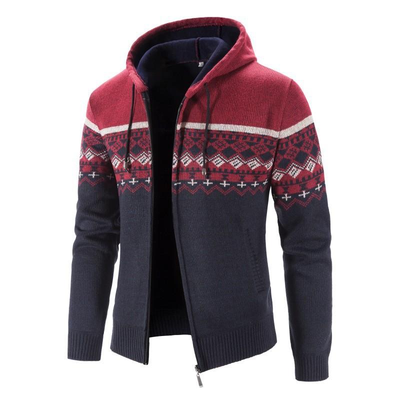 Men's Casual Loose Thickened Knitted Hoodie　18669549F