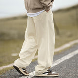 Men's Loose Solid Color Cotton Drawstring Straight Cargo Pants 13504767Y