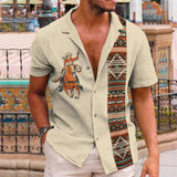 Men's Western Ethnic Cuban Collar Short Sleeve Shirt 38991763TO
