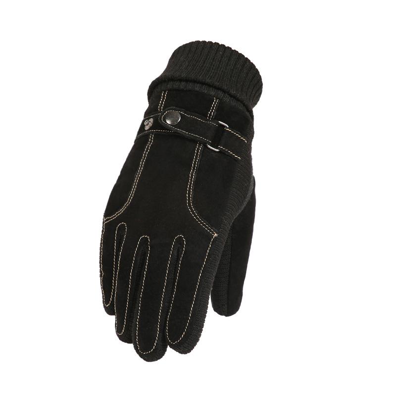 Herren Herbst Und Winter Plus Samt Baumwolle Dick Warm Touchscreen Schweinsleder Handschuhe 56642107K