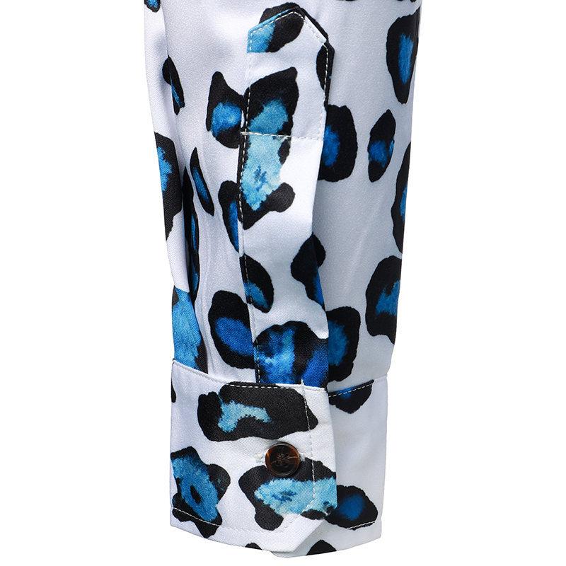 Camicia a maniche lunghe con risvolto e stampa leopardata vintage da uomo 20567988M