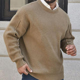 Men's Vintage Khaki Crewneck Knit Sweater 05505367U