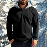 Men's Solid Color Plush Warm Zipper Hooded Sweatshirt 71069586Y