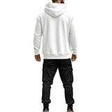 Men's Casual Loose Zipper Pullover Hoodie Elastic Waist Sports Pants Set 22777738M