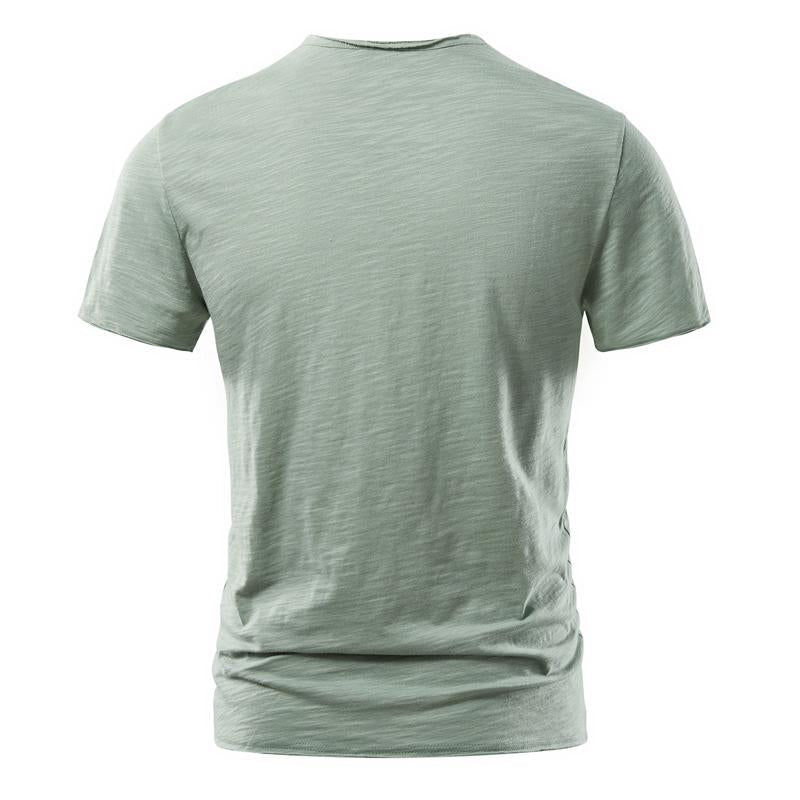 Men's Solid Color Slub Cotton V-neck Short-sleeved T-shirt 73963939X