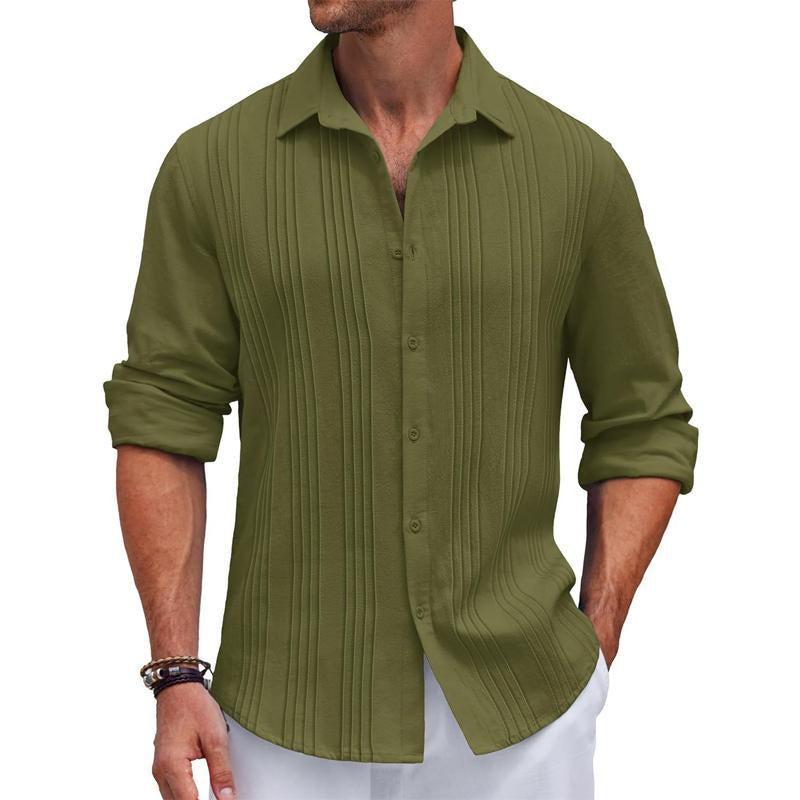 Men's Casual Solid Color Lapel Long Sleeve Shirt 08468490Y