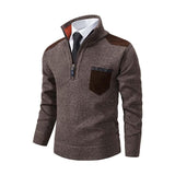 Men's Classic Casual Colorblock Thickened Zipper Stand Collar Pullover Sweater 80824003K