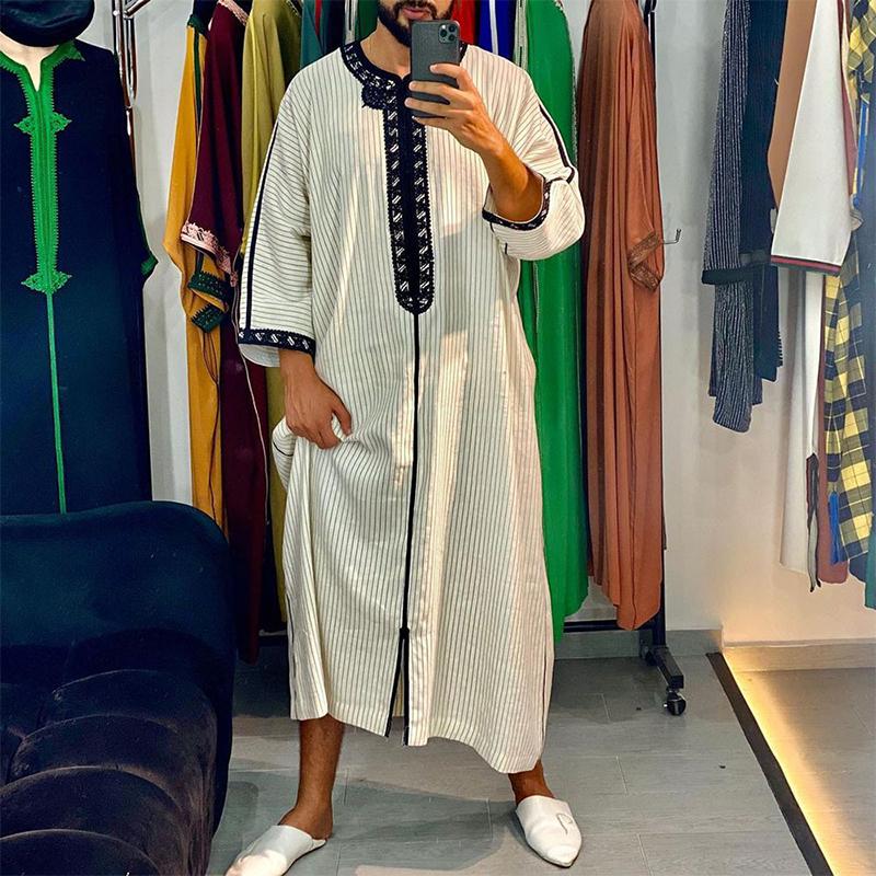 Men's Ethnic Long Embroidered Loose Muslim Robe 49036125M