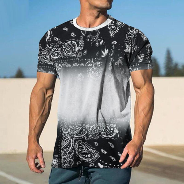 Men's Casual Perris Cashew Flower Gradient T-shirt 24334712TO