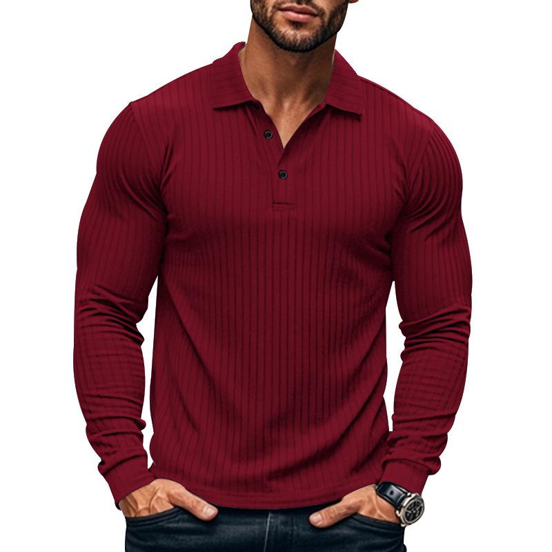 Camisa tipo polo informal de manga larga elástica para hombre 38636391X