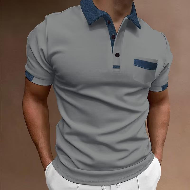 Men's Casual Colorblock Chest Pocket POLO Shirt 57385149Y