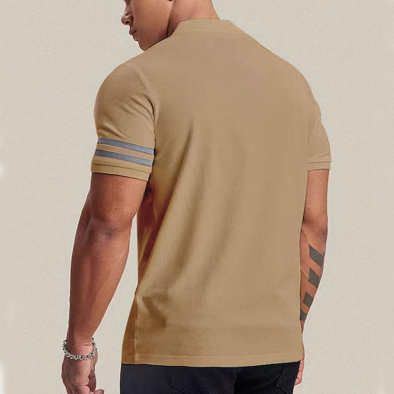 Men's Casual Solid Color Breathable Short-Sleeved Polo Shirt 33250139Y