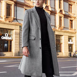 Men's British Style Solid Color Long Coat 59699728U