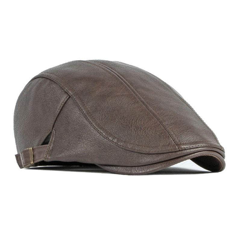 Men's Vintage Thick Warm Leather Cap 92575373M