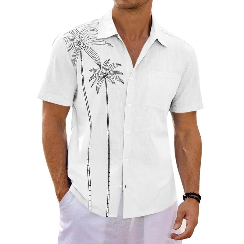 Men's Hawaiian Print Lapel Beach Short Sleeve Shirt 80167288X