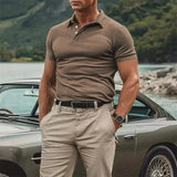 Men's Solid Color Short-sleeved Bottoming POLO Shirt 20127919X